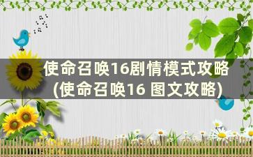 使命召唤16剧情模式攻略(使命召唤16 图文攻略)